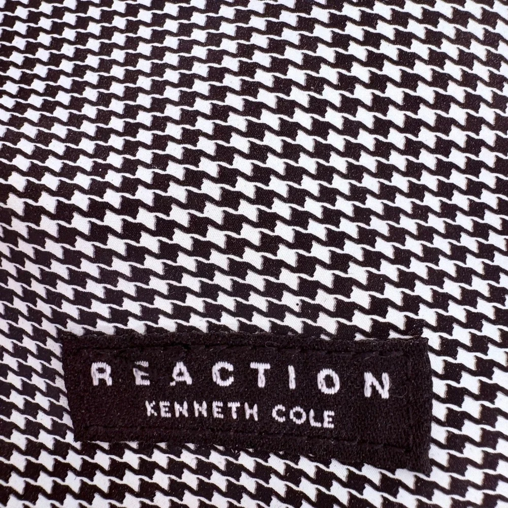 Kenneth‎ Cole Reaction Black White Houndstooth Travel Jewelry Makeup Roll Bag